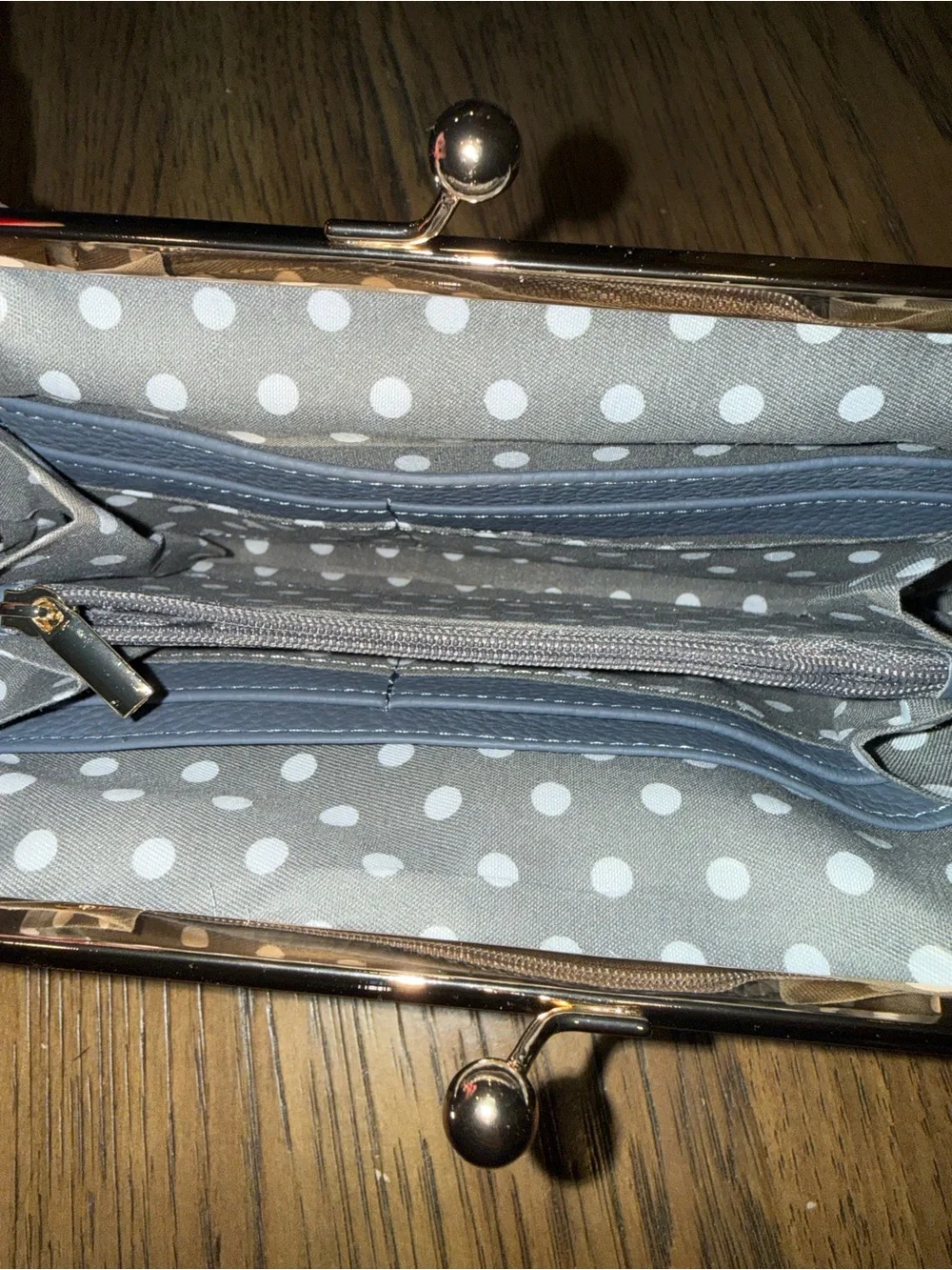 Royal Bagger Blue Genuine Leather Kiss Lock Clutch Wallet